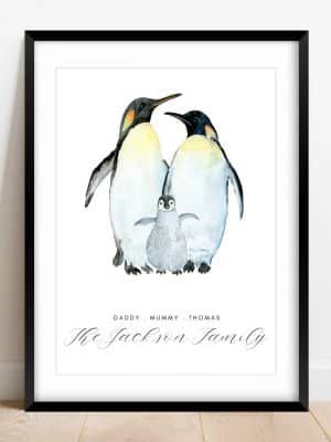 Family of Penguins Personalized Print from HeartShapedHomePrint