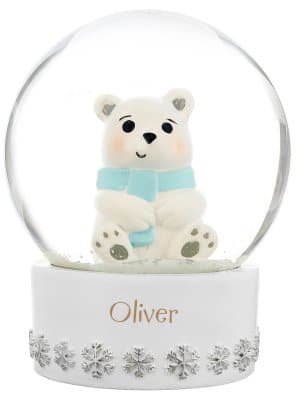 Personalised Polar Bear Ornament Christmas Snow Globe for Boys or Girls from AHOPRusticKidsKnits

