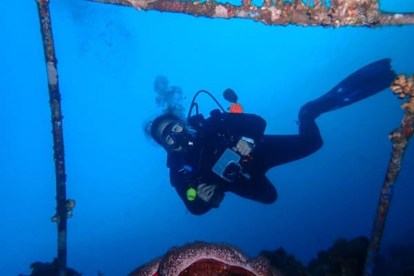 Get your photo taken for your 100th dive