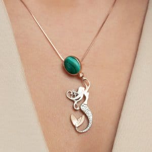 Malachite gemstone mermaid necklace from Nine September Jewel