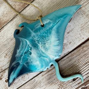 Manta ray ocean wave ornament from Vintage Moon At Sea