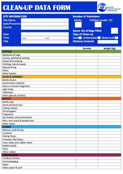 Marine Conservation Philippines beach cleanup data form