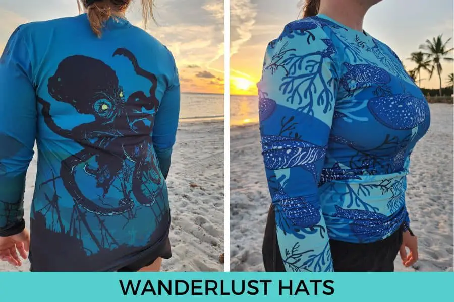 wanderlust hats rash guard for women scuba divers