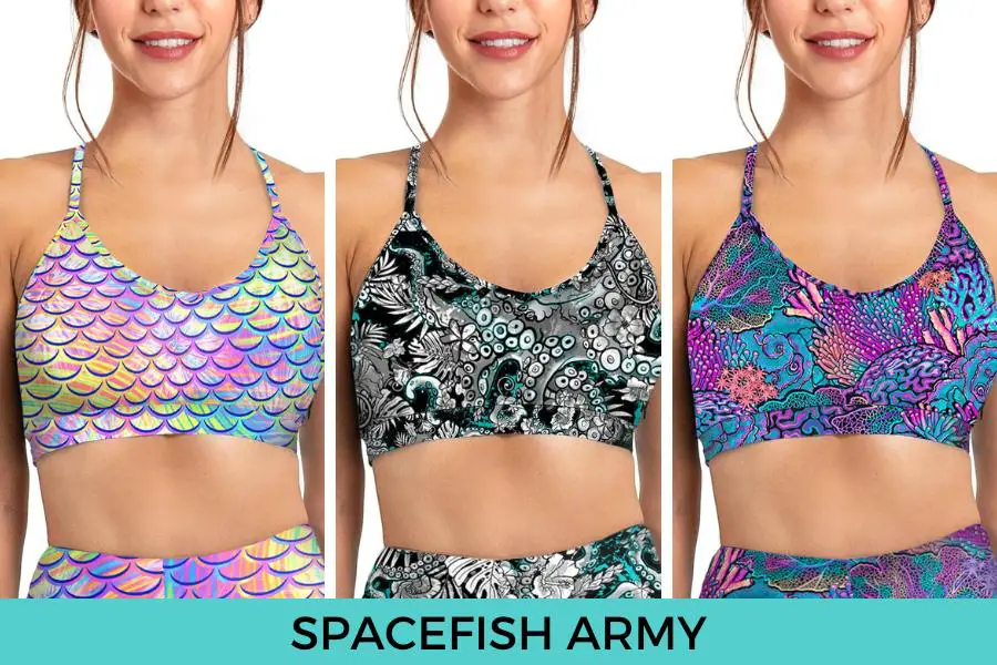spacefish army sports bra